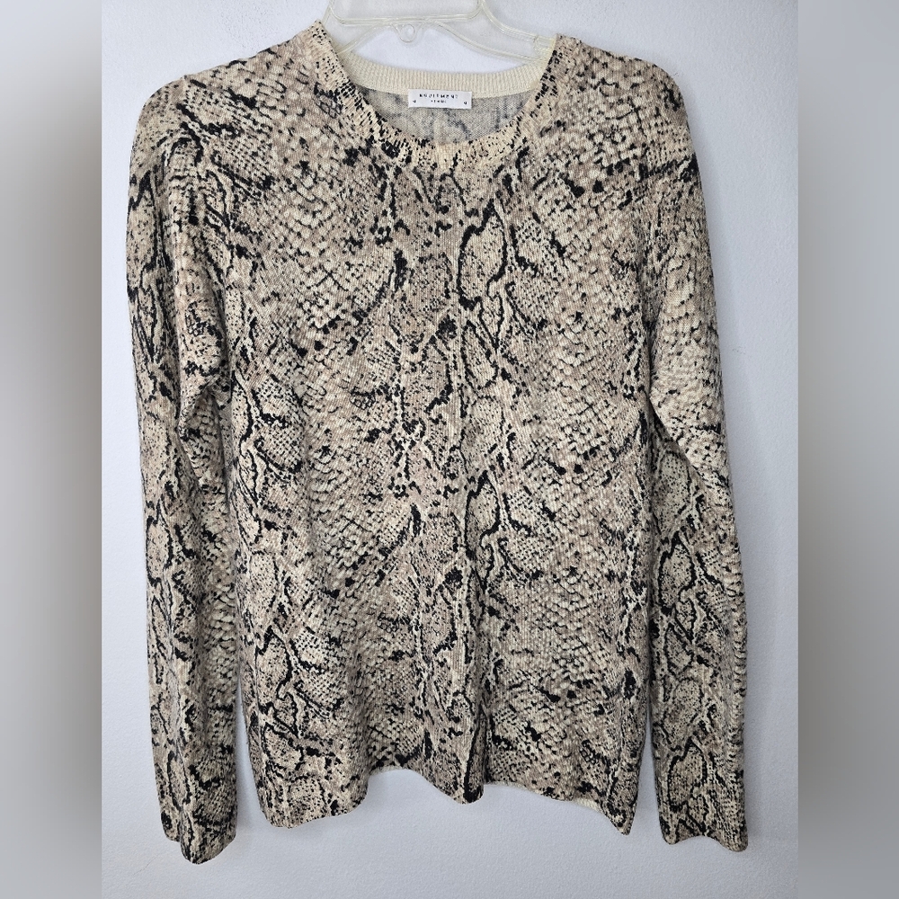 EQUIPMENT FEMME Sloane Cashmere Python Snake Print Pullover Sweater size Medium